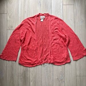Cynthia Rowley 100% Linen Open Front Cardigan in Bright Orange Size M
